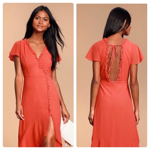 Lulus Dresses & Skirts - Lulu’s NWT Pour The Champagne Coral Maxi Dress S